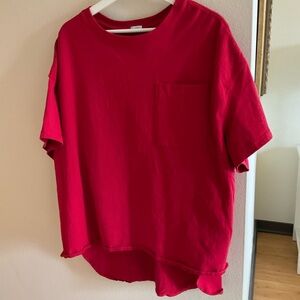 Ichi Antiquities oversized pocket high-low t shirt. Beautiful red. One size.